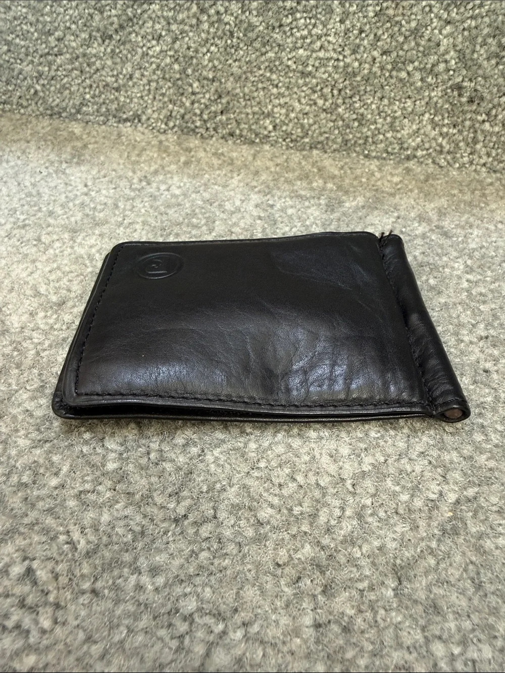 Rare Vintage Pierre Cardin Boutique Black Leather Money Clip Wallet